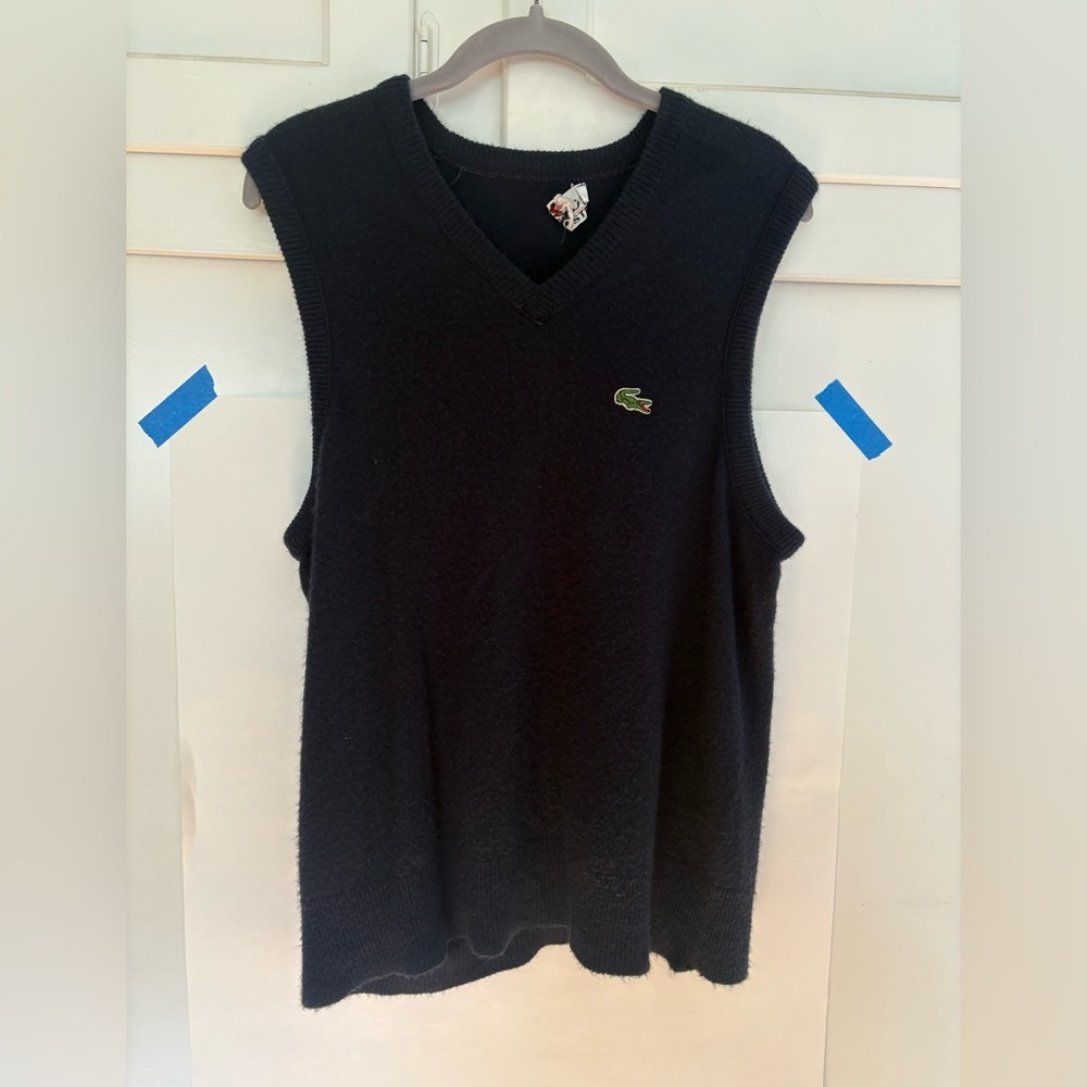Lacoste Black Ribbed Knit Sleeveless Tank